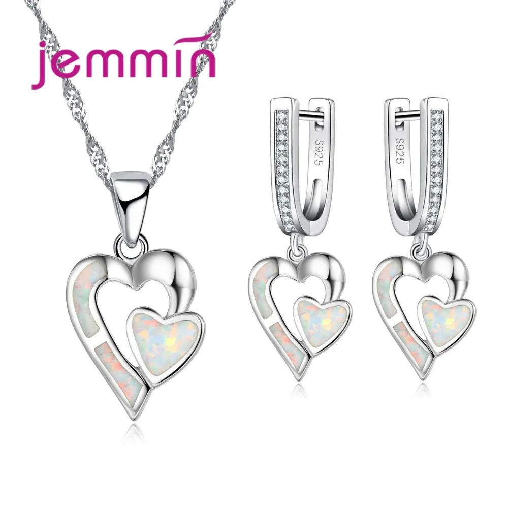 Комплект из колье и серёг серебра 925 пробы с белым опалом|jewelry sets|jewelry sets womenjewelry