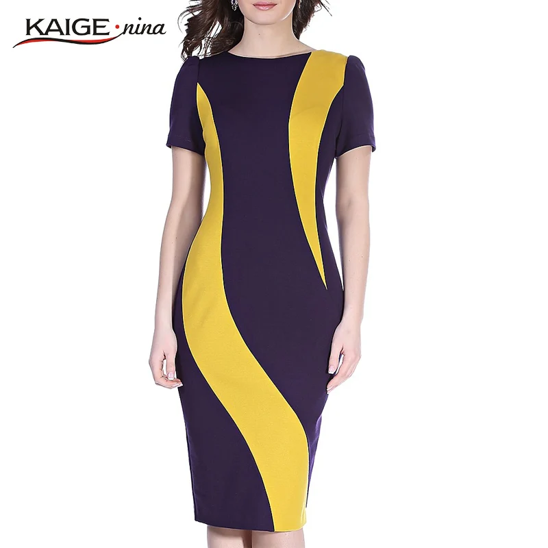 Kaige. Nina/новое платье простое с короткими рукавами украшенное круглым воротником