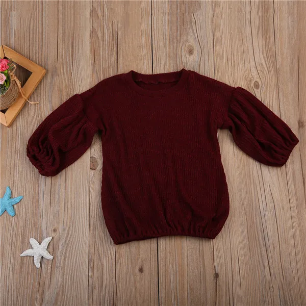 Осенне-зимний однотонный свитер для девочек с длинным рукавом | Детская одежда и
