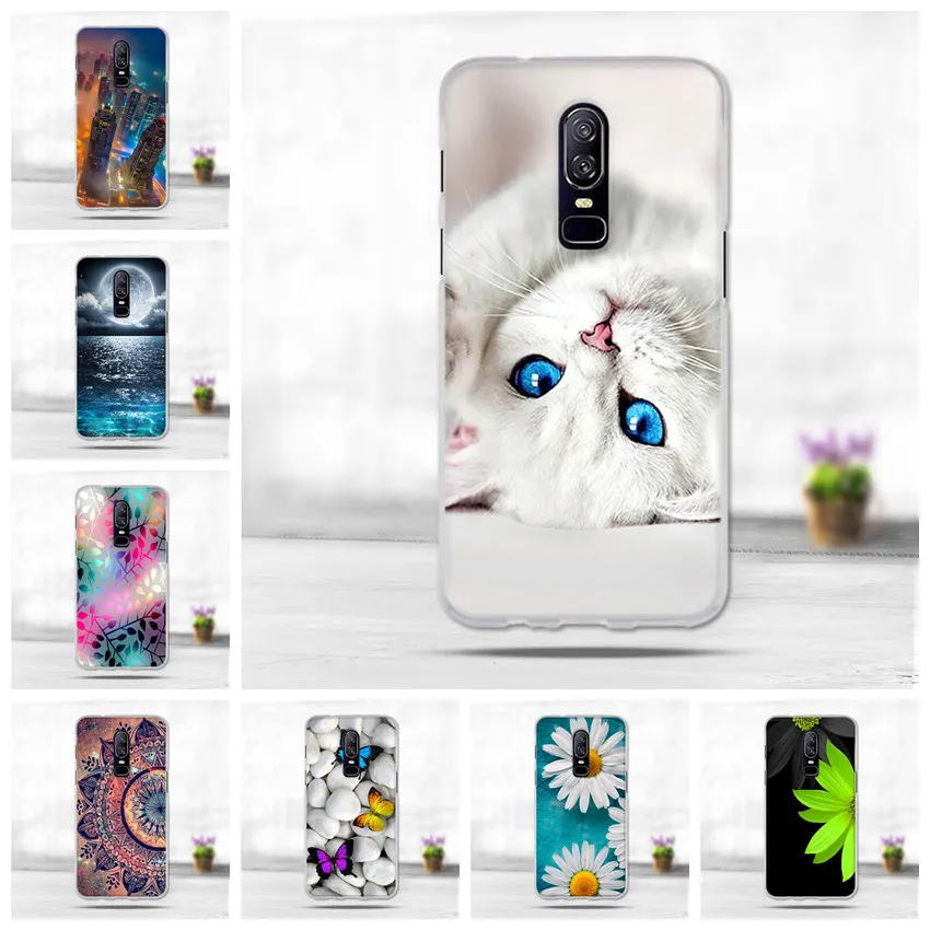 Чехол для OnePlus 6 чехол 28 дюйма задняя крышка One Plus oneplus Мягкий ТПУ искусственный 1 +
