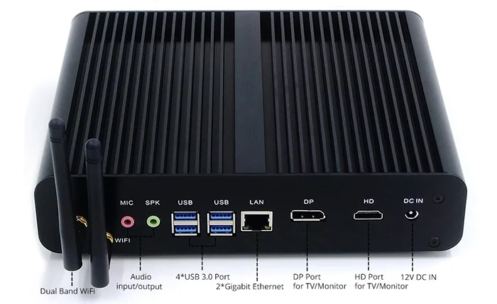 I7 Мини ПК Intel Core i7 8550U безвентиляторный Настольный четырехъядерный HTPC wifi HDMI DP DDR4 ram Linux win10 Pro лицензионный компьютер