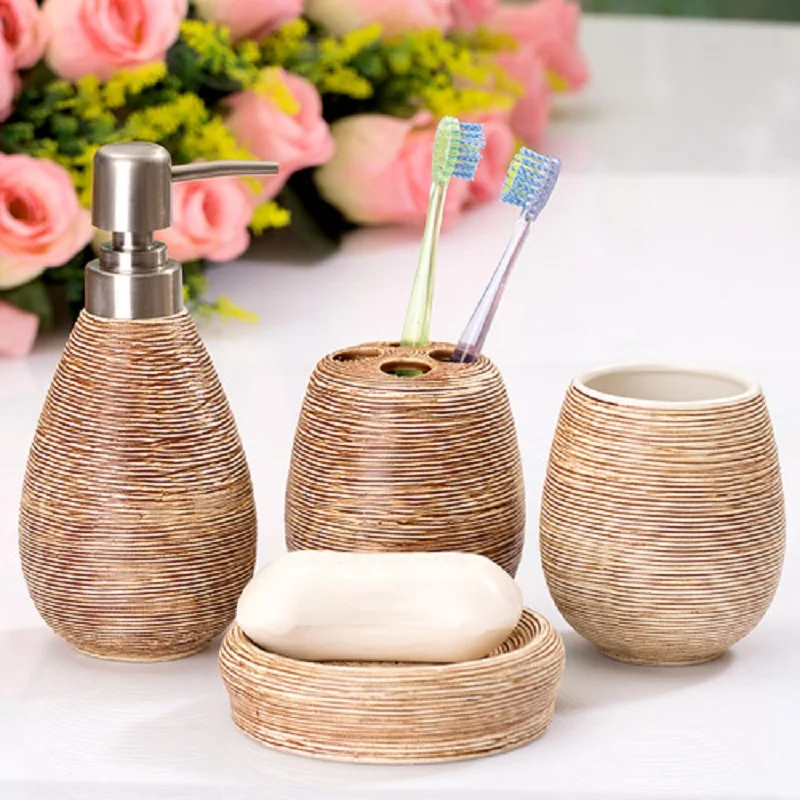 

Bathroom Banheiro Soap dispenser Bathroom Accessories Four Piece Set Ceramics Crafts Kit banheiro Salle de bain Wash Supplies