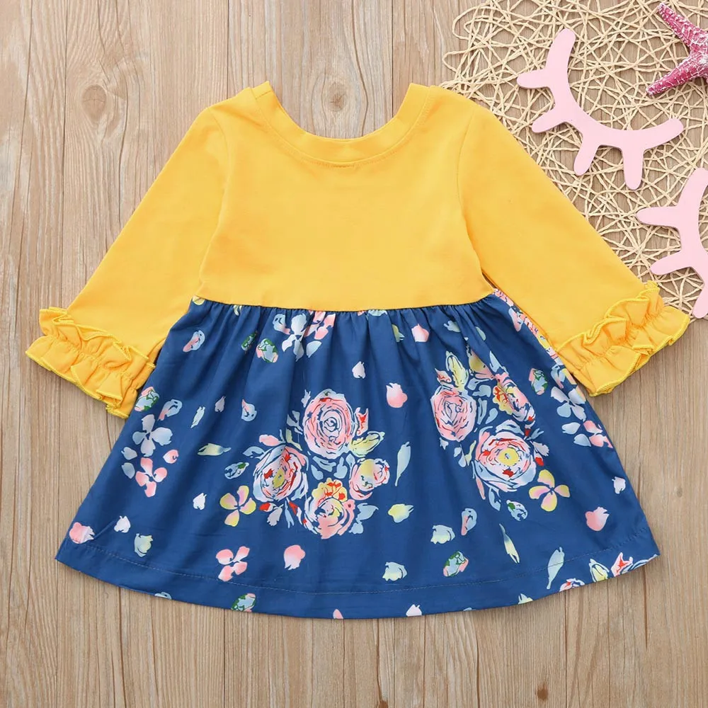 MUQGEW Girls Dress Toddler Baby Clothes Long Sleeve Floral Printing Outfit Dresses Children Clothing Dropshipping | Детская одежда и