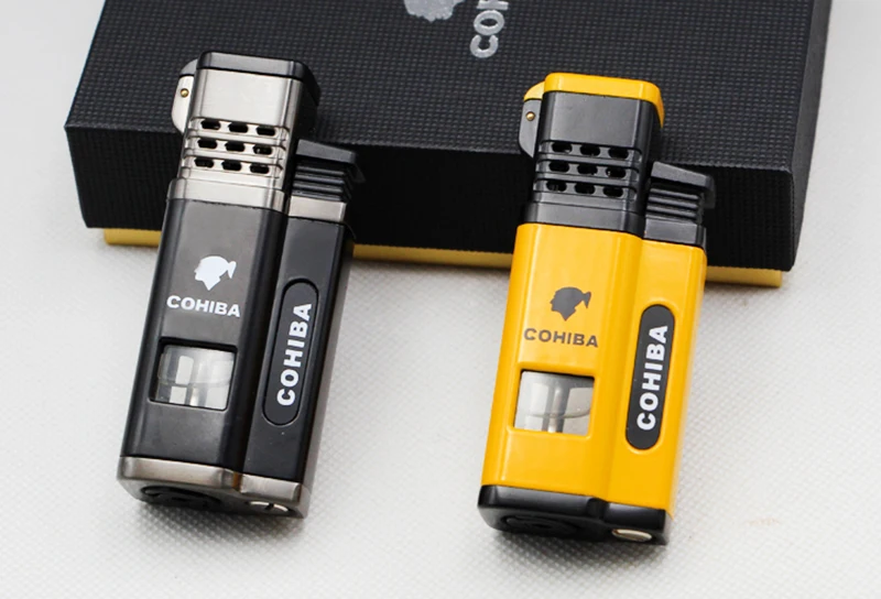 COHIBA специальные легче металла четыре Jet Flame с газом смотровое окно прикуривателя