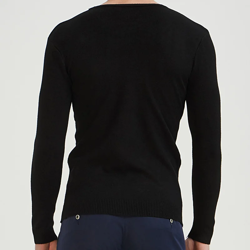 2019 Повседневный облегающий пуловер и свитер для мужчин однотонный эластичный