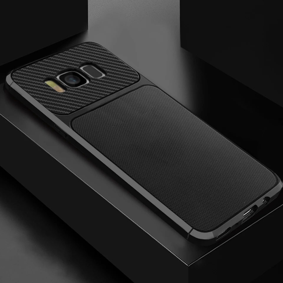 Для Samsung Galaxy S8 плюс броня случае ТПУ углеродного волокна мягкая задняя S9 S10 S10E A6 A7 A8