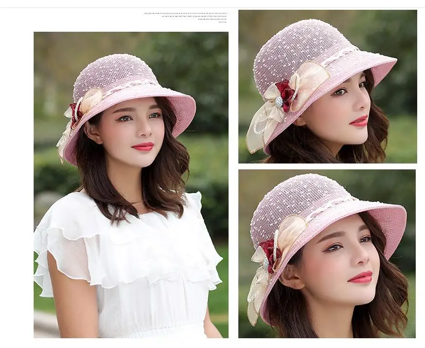 Летняя соломенная шляпа женская котелок с цветами для путешествий велосипеда