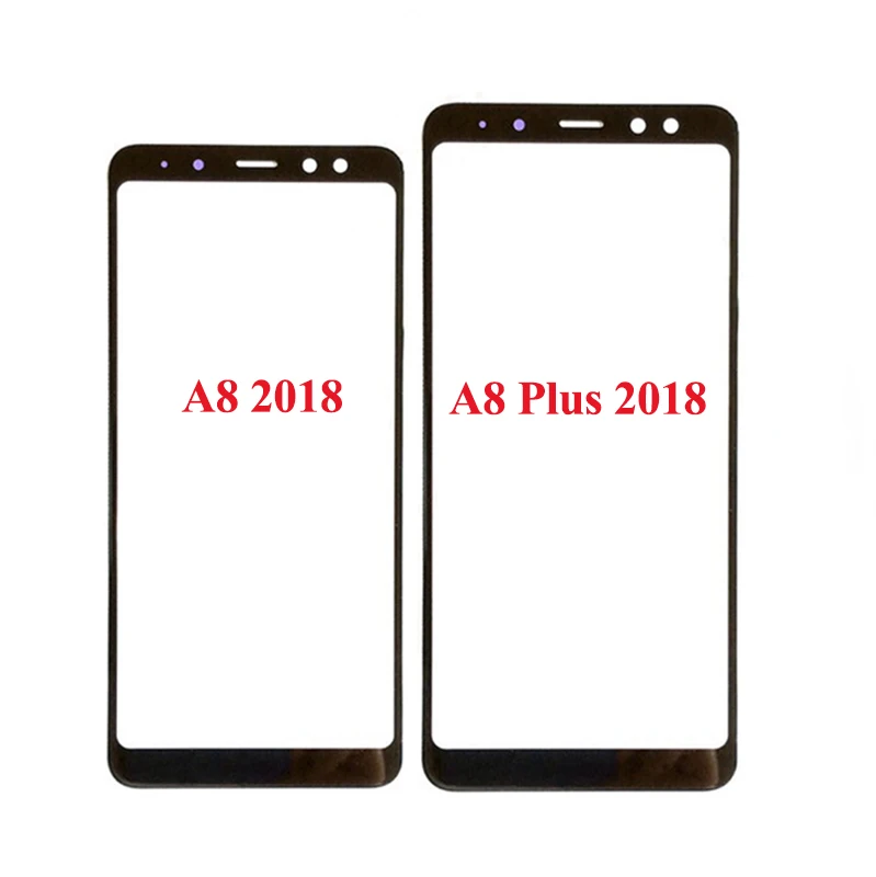 Для Samsung A8 Plus 2018 Черная передняя внешняя стеклянная линза сенсорный экран панель