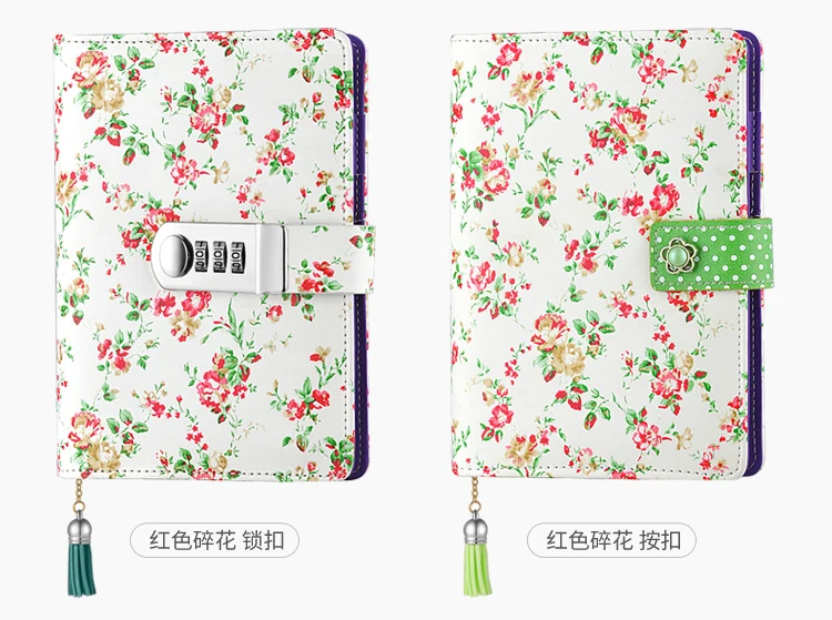 Kawaii A6, корейский замок, кожа, блокнот, блокнот, блокноты, подарок для девочки, цветок, вкладыш, пароль, мини, запираемый, дневник, школьные принадлежности