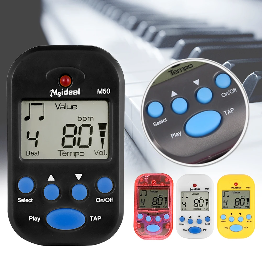 M50 Digital Tuner Guitar Metronome LCD Display Clip On Rhythm Piano Electronic Universal Violin Pitch Generator Mini Accessories