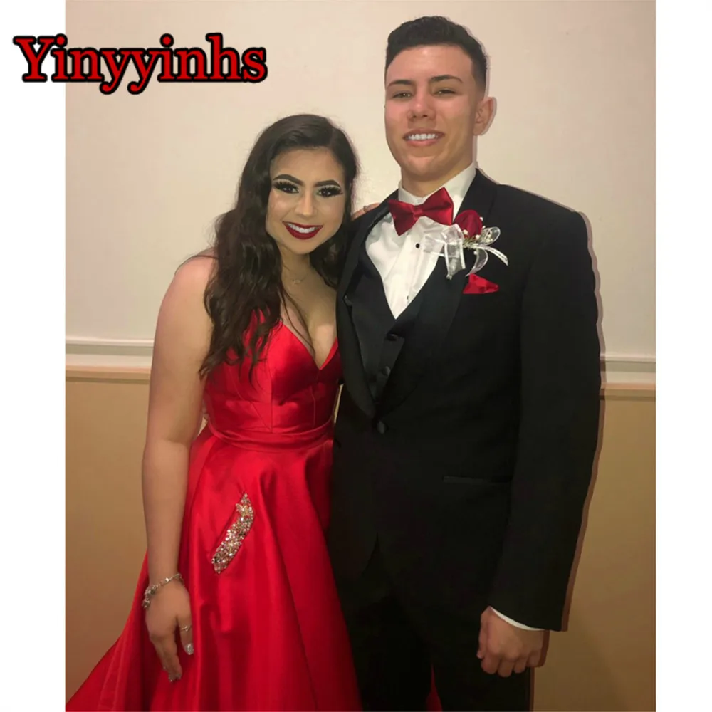 Vestido De Festa 2020 Sexy A-line V neck Prom Dresses Long Beaded Formal Evening Gowns Party Dress with Pockets Custom Made | Свадьбы и
