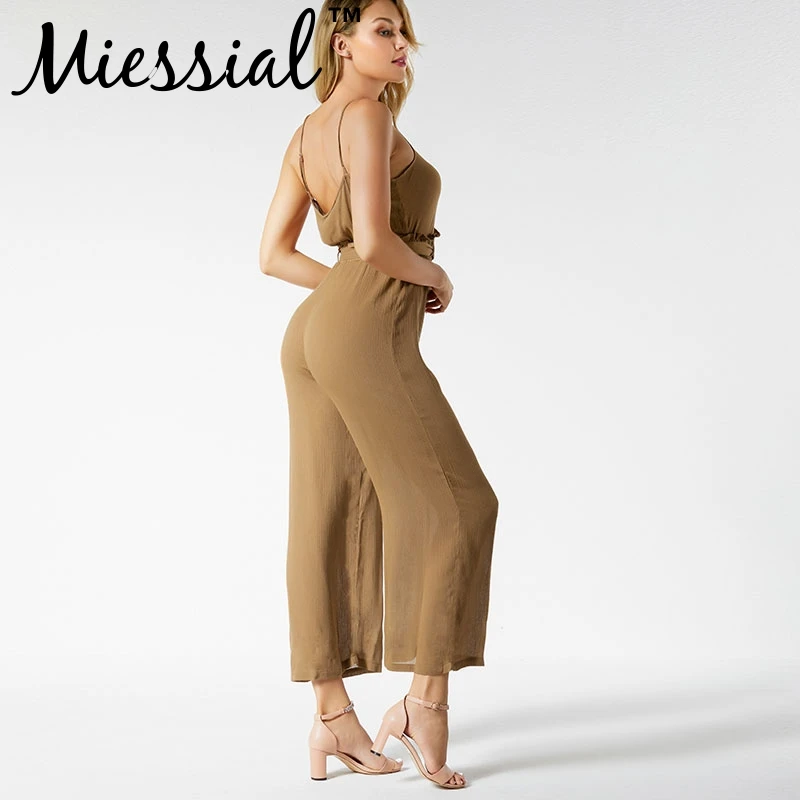Miessial Sleeveless winter jumpsuit macacao Soft overalls for women romper 2019 elastic waist long playsuit |
