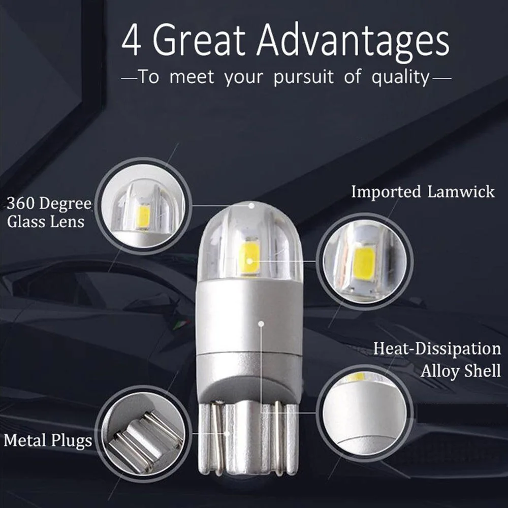 4 шт. T10 W5W 3030 2SMD светодиодный светильник для автомобиля белый (6000 K) красный синий