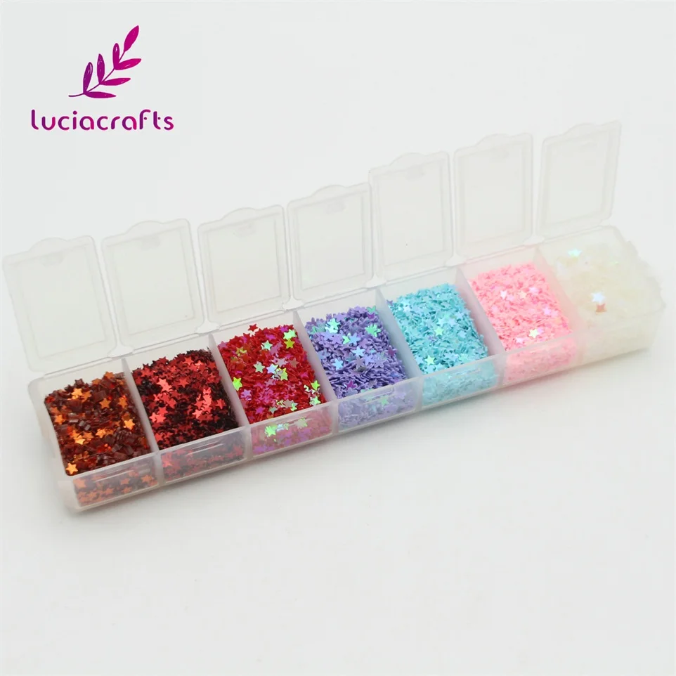 Lucia crafts 1 кор./лот 3-5 мм в диаметре, различные Цвет Стиль ПВХ хлопья блестки для нейл-арта, DIY аксессуары для одежды D0908
