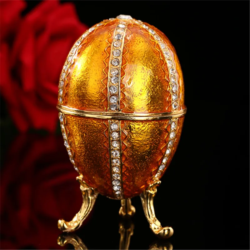 

QIFU New Arrive Gold Faberge Egg Jewelry Trinket Box Metal Crafts Decoration