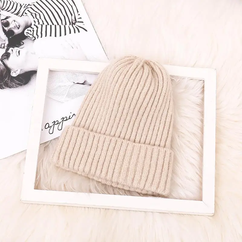 Beige COKK новые зимние шапки для женщин Женская милая вязаная шапка женская дешевая шапка с подкладкой шерстяная теплая уличная Лыжная шапка Корейская - Color: Beige