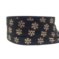 rose gold snowflake print fold over elastic 58 foe ribbon 10 yardlot for hair tie hair accessories wholesale