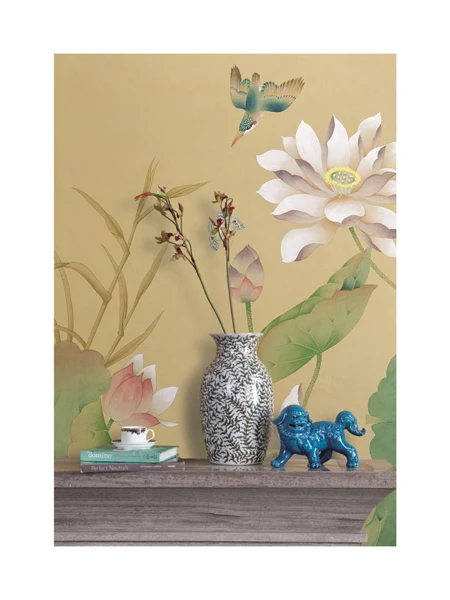 Шелковые обои ручной работы пасторальная роспись в современном стиле лотос