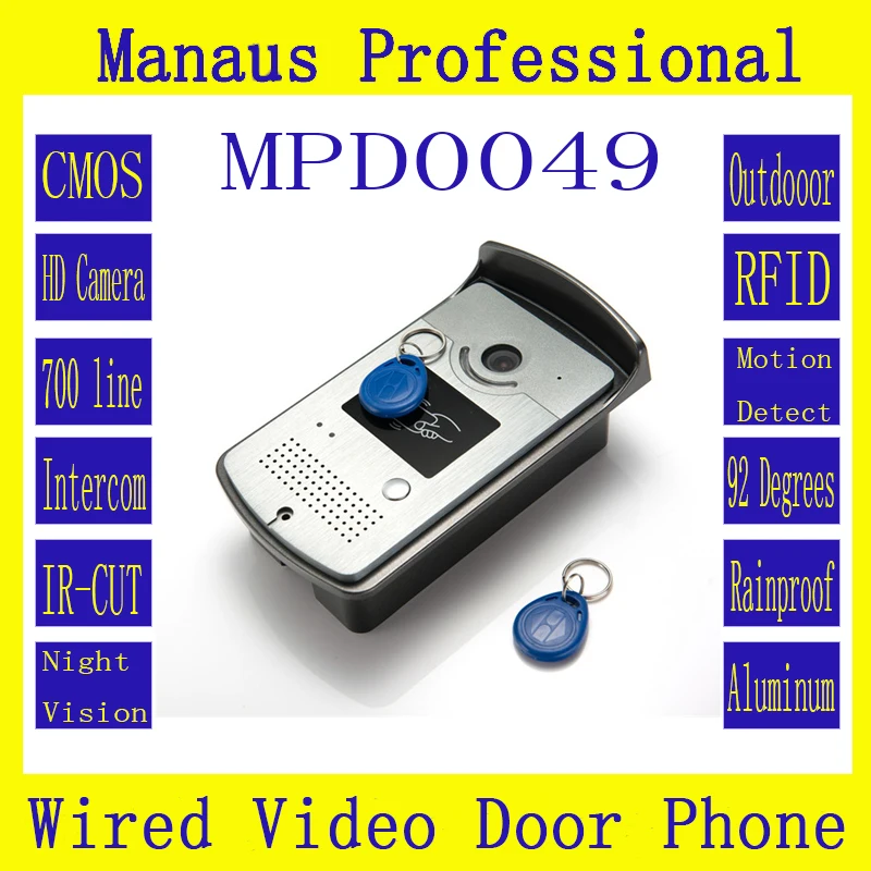 D49b высокое качество проводной Магнитный Замок RFID видео телефон двери наружный