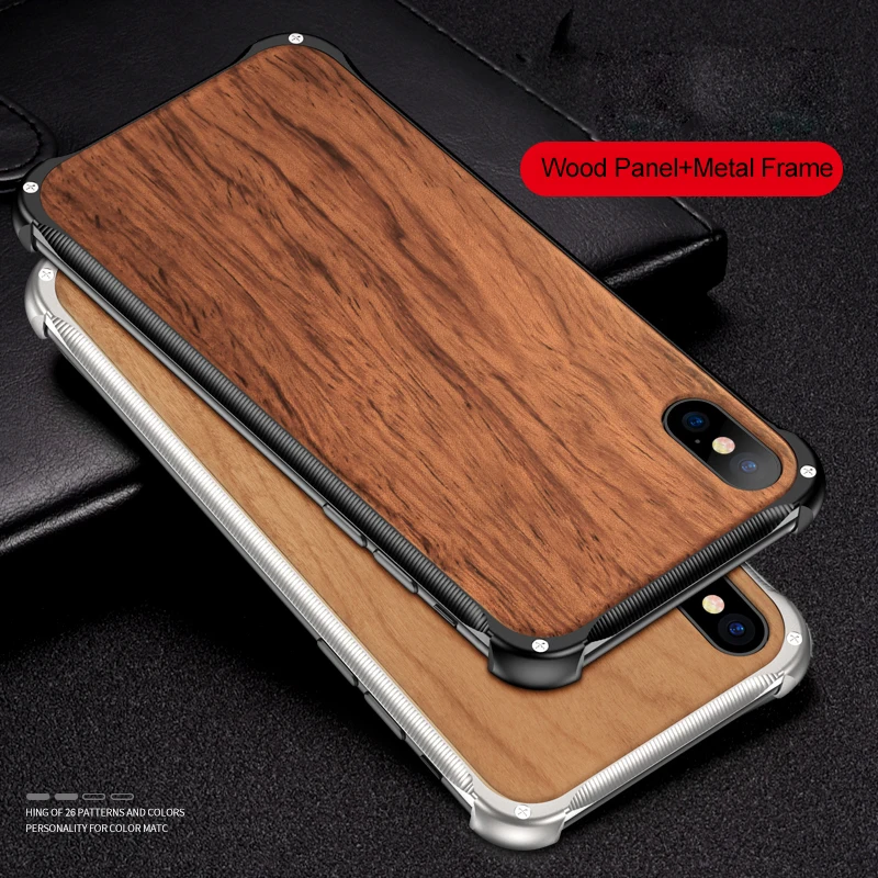 Soinmy роскошный XS металлический чехол для iPhone 7 Чехол деревянная задняя крышка 8 Plus X
