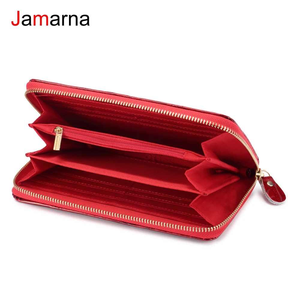 Jamarna кошелек женский из натуральной кожи женские кошельки на молнии красный
