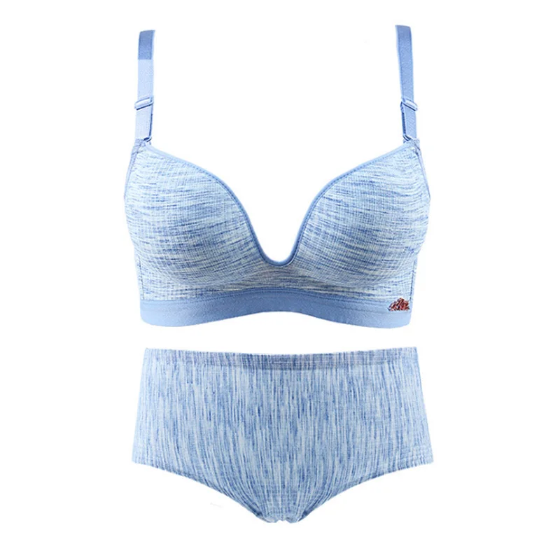 Blue Новинка, женское сексуальное нижнее белье, спортивная одежда, комплект с бюстгальтером, модный беспроводной дышащий бюстгальтер, маленькая грудь, нижнее белье, немагнитное нижнее белье, комплект - Color: Blue