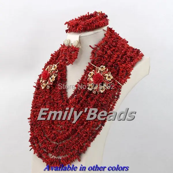 Новые Потрясающие 15 слоев красные нигерийские Африканские свадебные бусы