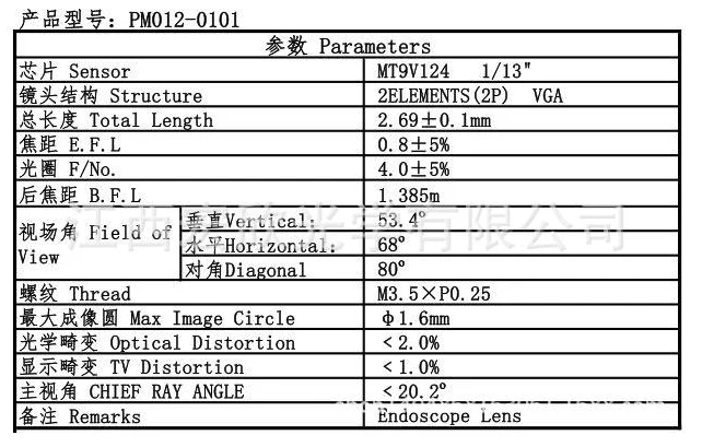 Эндоскопический медицинский объектив PM012 2 МП мини-капсульный датчик 1/13 дюйма |