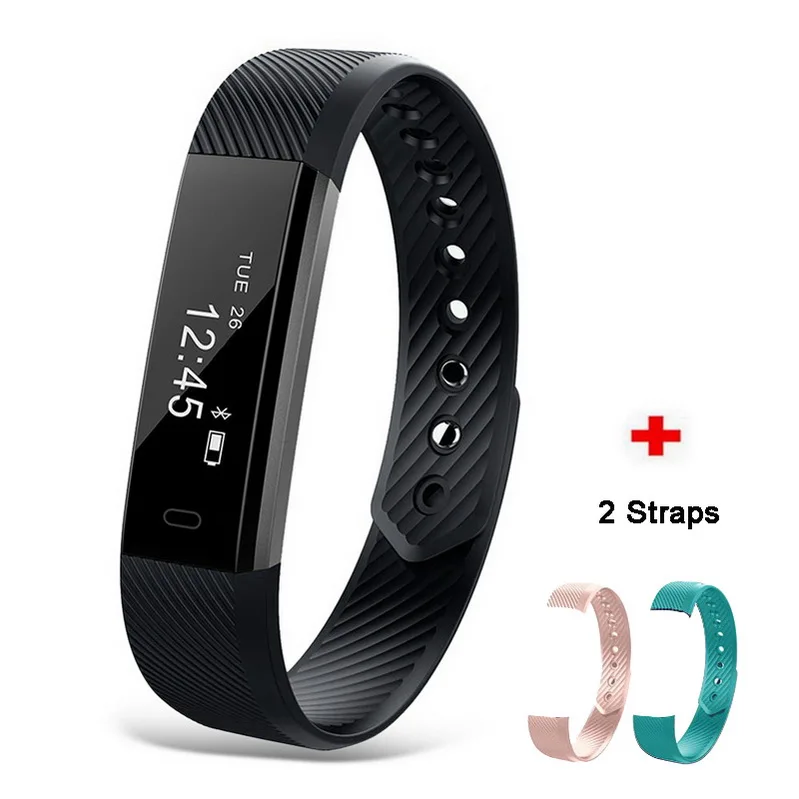 black w green pink Фитнес-трекер умный Браслет ID115 Veryfit APP Bluetooth Band монитор активности будильник спортивный браслет для iOS Android - Цвет: black w green pink