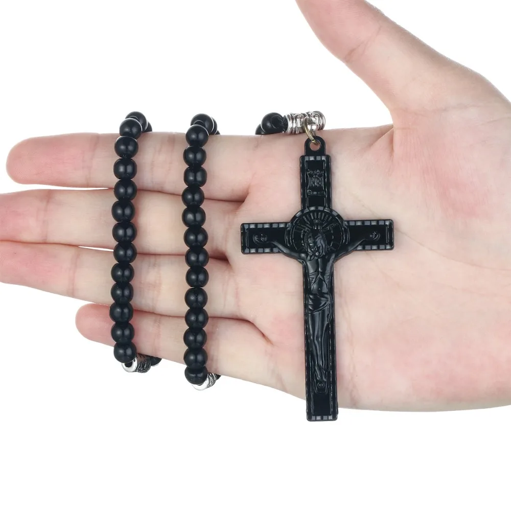 INRI Symbol Распятие Кожаный веревочный браслет с подвеской ожерелье для женщин ретро крест Иисус бусы цепочка ожерелье мужские Религиозные ювелирные изделия CN13