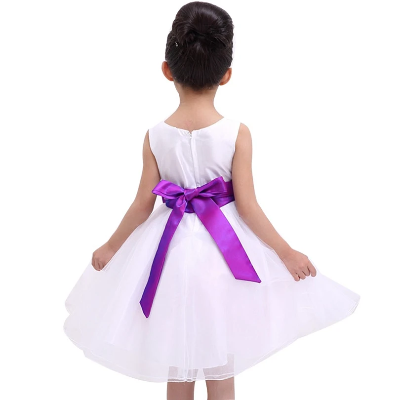 Белое Цветочное платье TiaoBug для девочек Тюлевое официальное с жемчугом первого