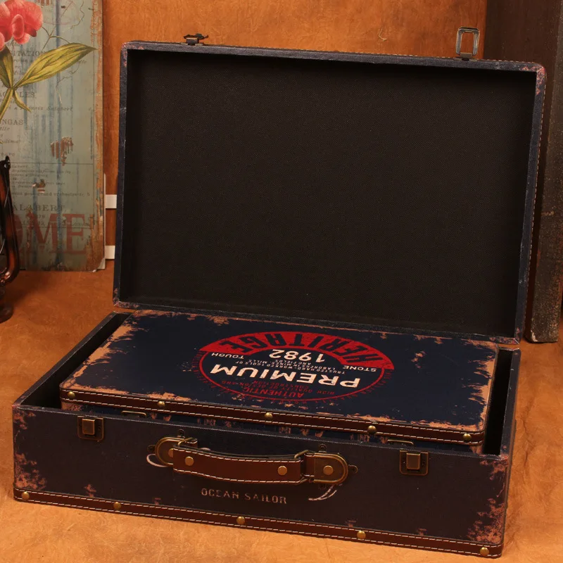Новый Ретро чемодан античный деревянный ящик для хранения отделка съемки