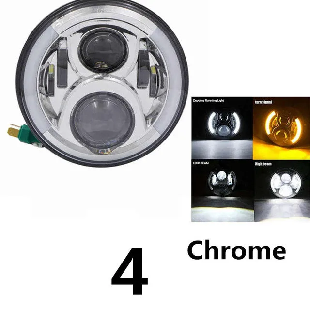 50w Headlight Chrome Для Harley Davidson " светодиодный проектор MOTO головной светильник Угол Глаза DRL для Harley Touring Electra Glide черный 7 дюймов светодиодный светильник - Цвет: 50w Headlight Chrome