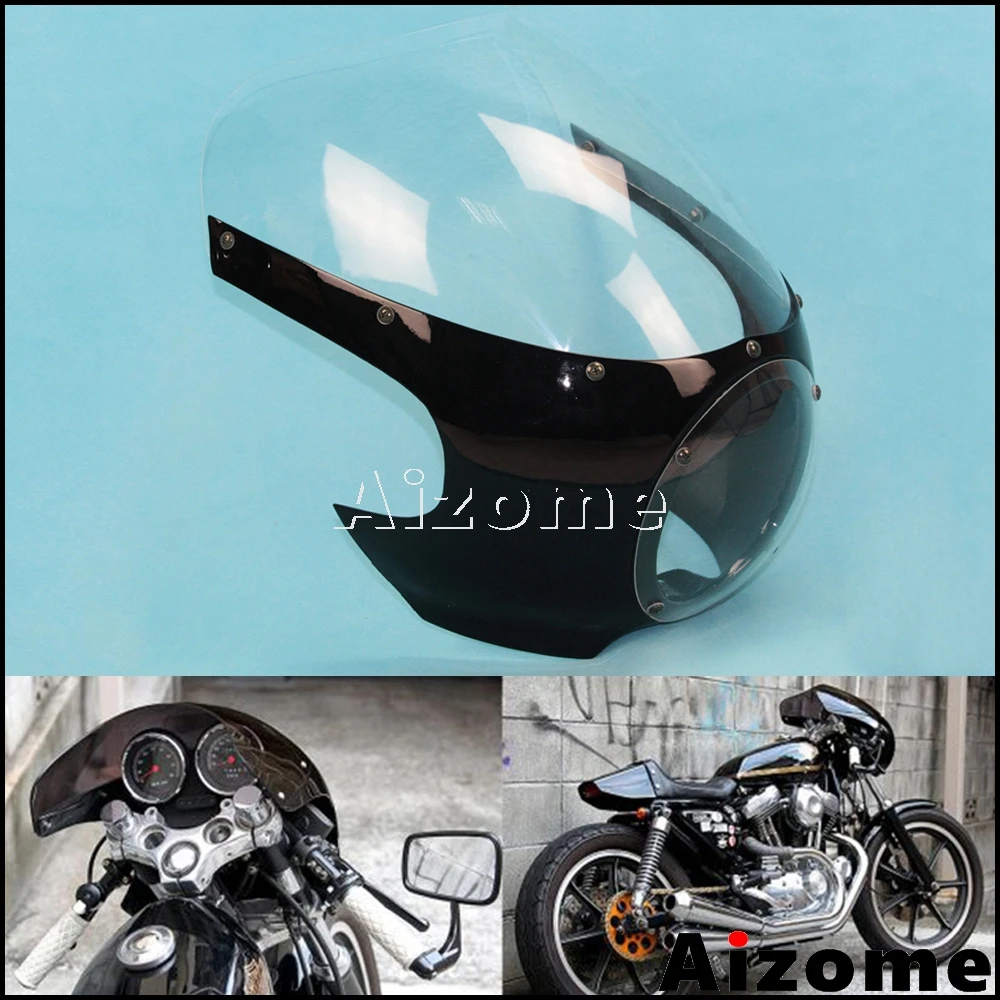 Передняя фара мотоцикла обтекатель 5 3/4 &quotСвет лобовое стекло для Harley Bobber Sportster Dyna
