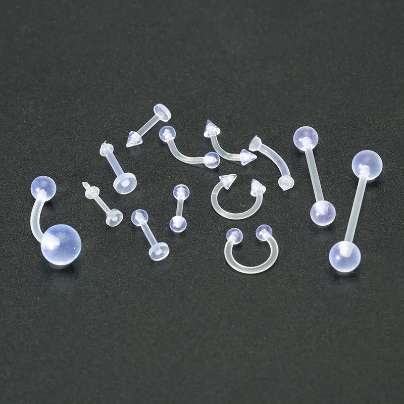 2 шт. пластиковые Невидимые пирсинг ювелирные изделия нос кольца пупка Язык