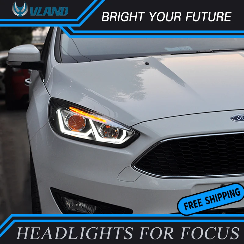 Автомобильный передний светильник для Ford Focus головной 2015-2017 DRL двойной луч фокус