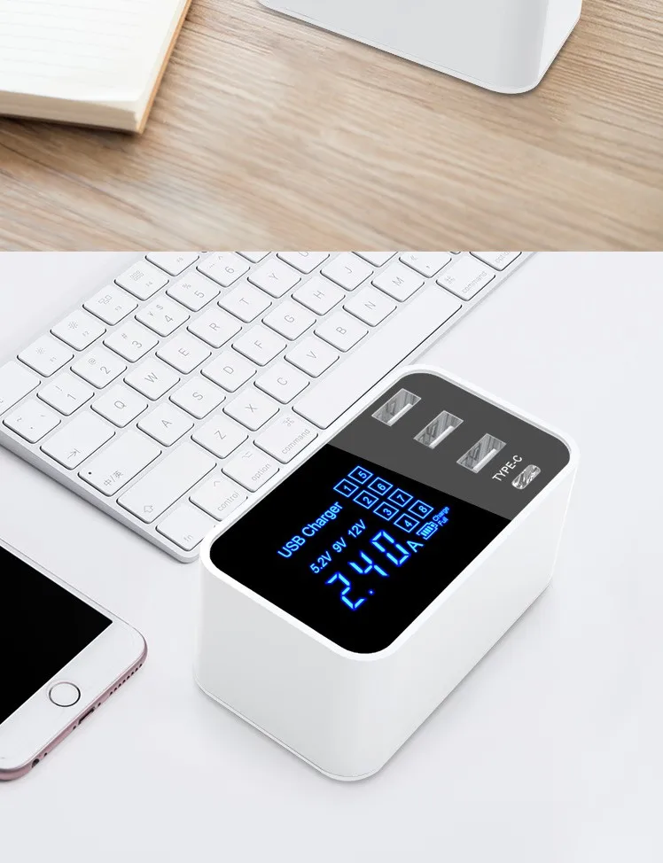 4USB зарядка цифровой дисплей интеллектуальное IC автоматическое распознавание