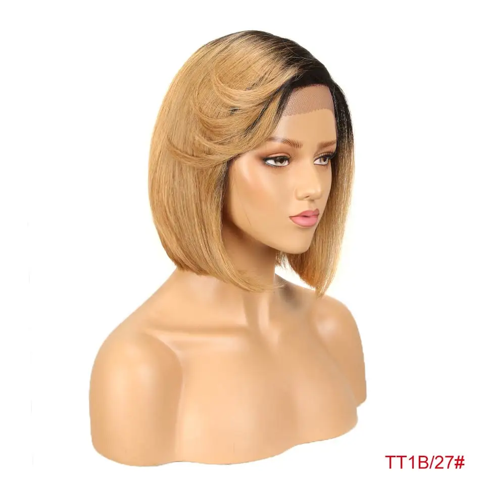 TT1B-27 Rebecca lace фронта человеческих волос парики для черных женщин бразильские прямые моды Боб парики человеческих волос парик - Цвет волос: TT1B-27