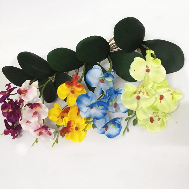 Искусственные цветы шелковые искусственные бабочки орхидея с листьями