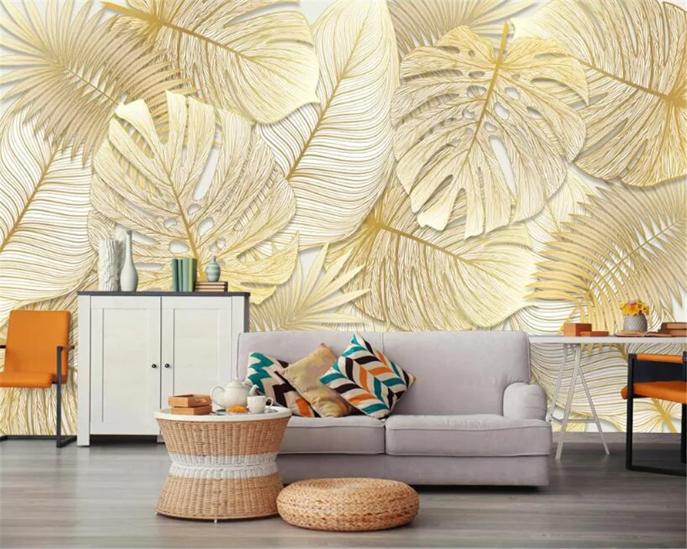 Beibehang Custom wallpaper murals tropical rainforest Golden banana leaf Photo background wall papers home decor | Обустройство дома
