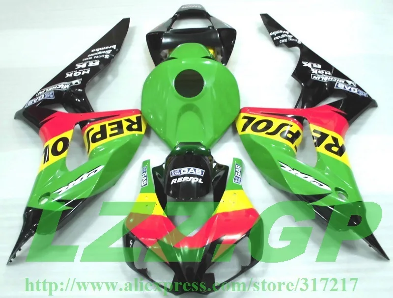 

100%Fit injection green red yellow black Fairings for HONDA CBR1000 06 07 CBR1000 RR 2006 2007 CBR 1000RR 06 07 fairing kits #22