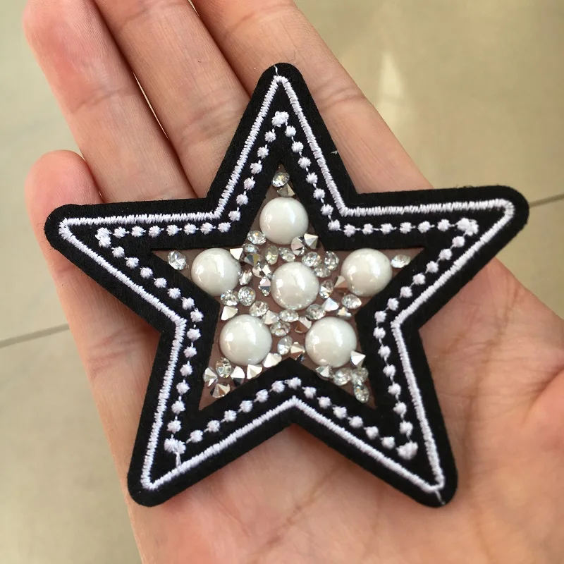 10PCs Star Patch Applique Embroidery Clothes Badges Patches Iron on T-shirt Hat DIY Decoration Rhinestones Badge for Coat Jacket | Дом и сад