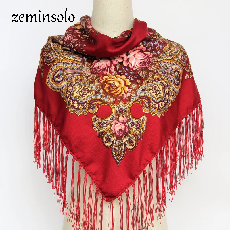 Женский квадратный шарф в русском стиле хиджаб большого размера хлопковый