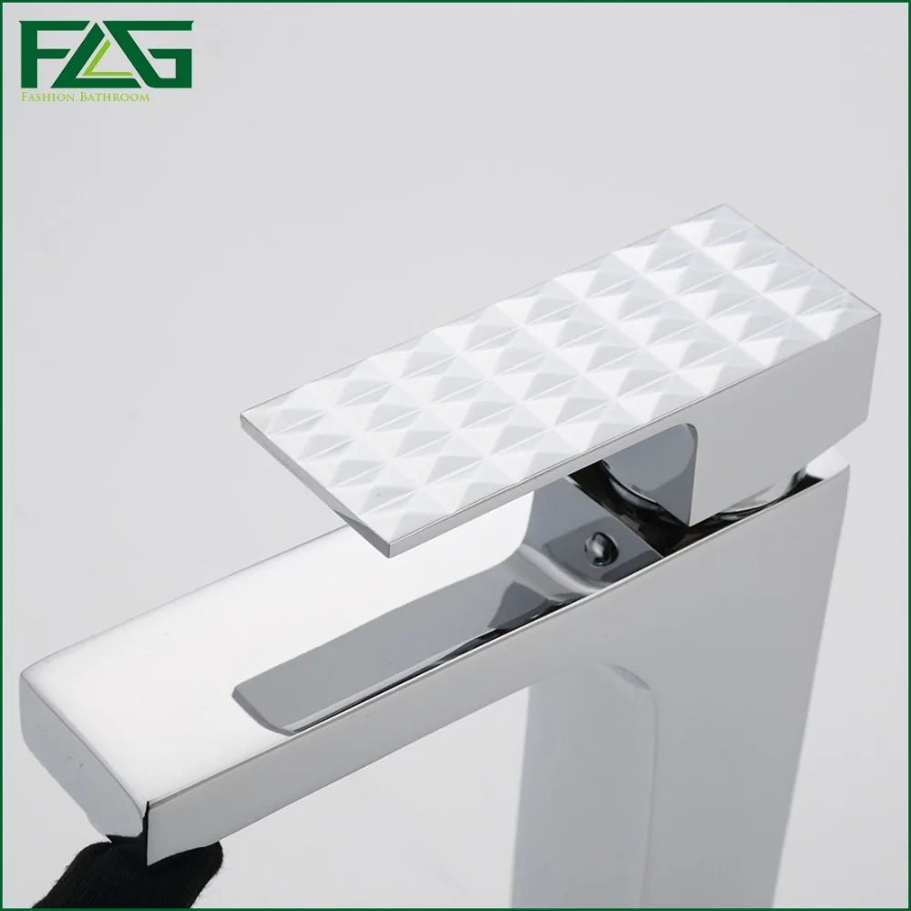 FLG Chrome Brass Basin faucets Deck Mounted Cold and Hot Water Square Bathroom Faucet Bath Sink Spool Tap 851-11C | Обустройство дома