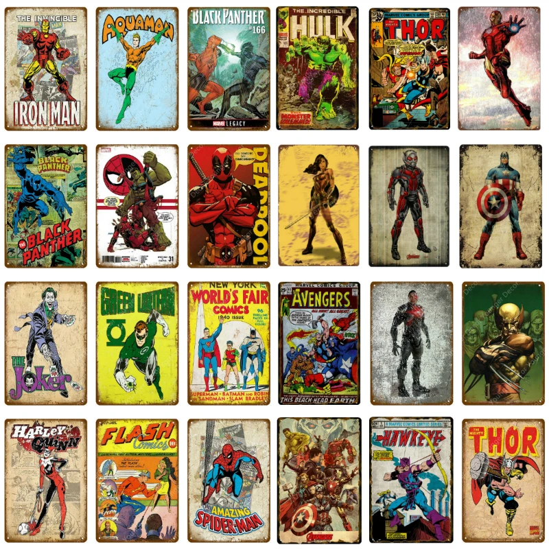 Супергерой шик бар винтажные металлические знаки домашний декор Marvel Comics постер