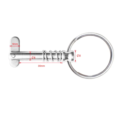 Boat Bimini Top Fitting Hardware Spring Loaded Quick Release Pin 1/4" Stainless Steel with Pull Ring