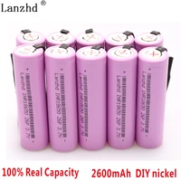 10 40pcs 18650 batteries inr18650 for samsung battery 18650 rechargeable batteries li ion 2600mah 3 7v diy nickel sheets