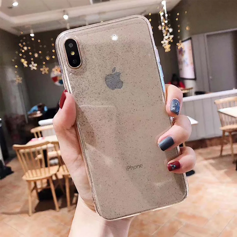 Флеш-порошок для iPhoneX Xs XR Max прозрачный мягкий чехол iPhone 6s 7 8 Plus флеш-порошок TPU