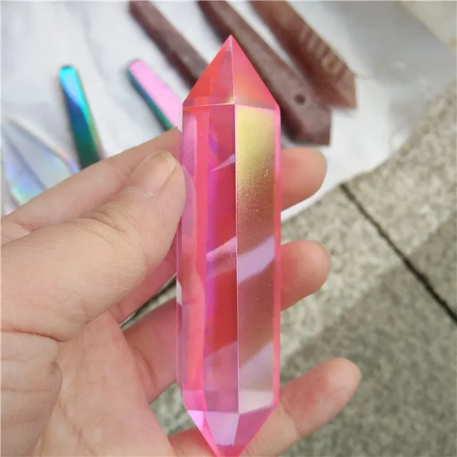 Wholesale Red Aura Bismuth Titanium Silicon Quartz Crystal Double Points | Дом и сад