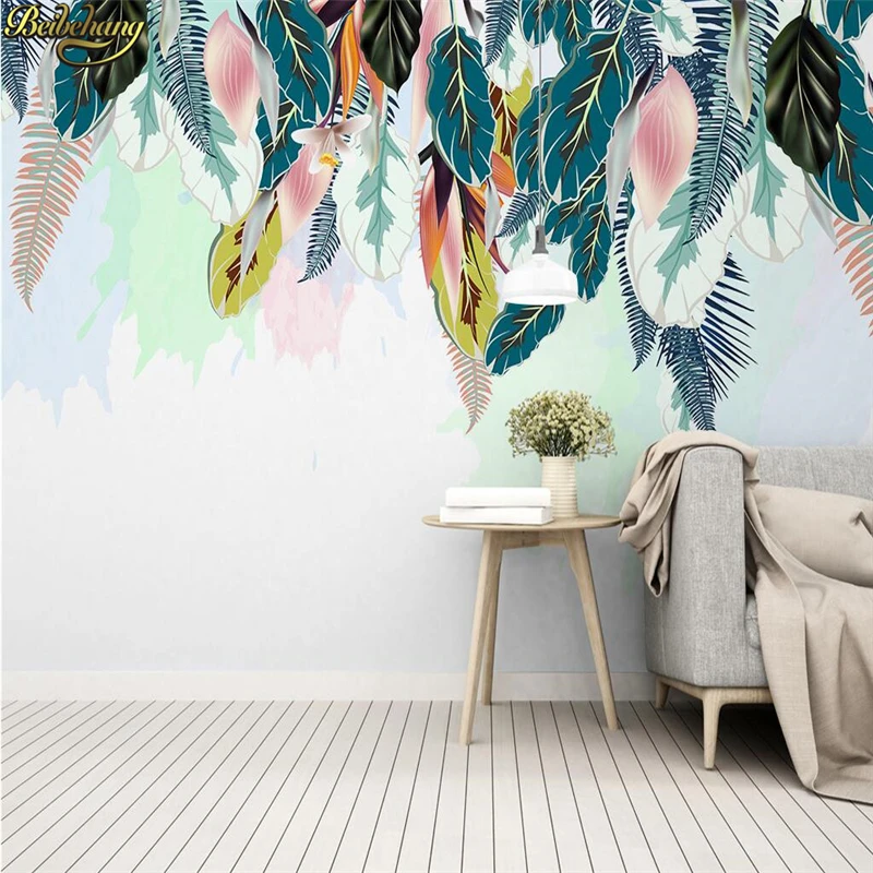 beibehang custom Northern Europe Green leaf 3d Wallpaper for Walls Home Improvement Wallpapers landscape painting Wall Papers |